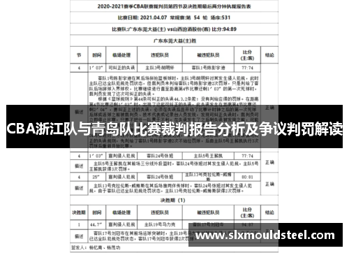 CBA浙江队与青岛队比赛裁判报告分析及争议判罚解读